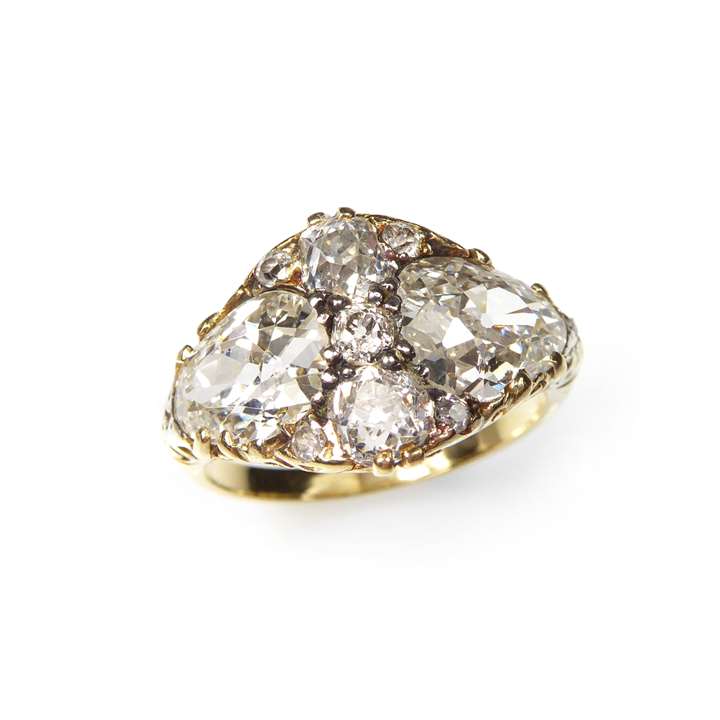 Old pear cut diamond cluster ring